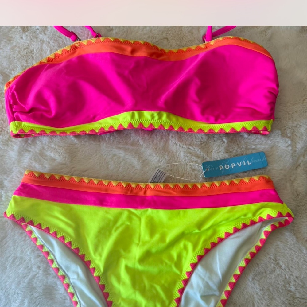Vibrant Pink and Neon Yellow Bikini Set